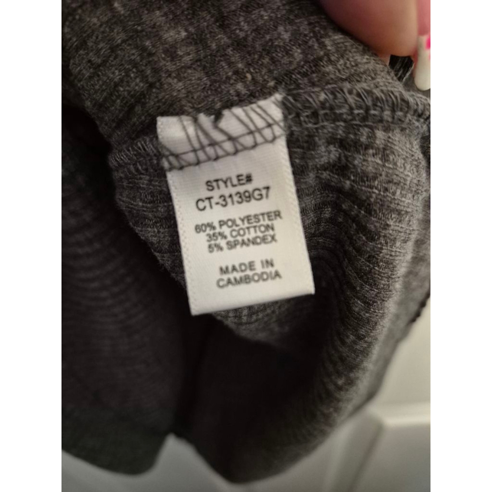 Women's ZENANA Gray Ribbed Henley Tank Top S - Picture 3 of 4